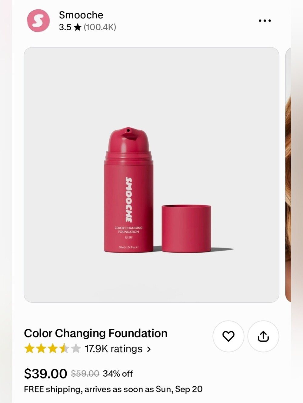 NWT - Smooche Color Changing Foundation